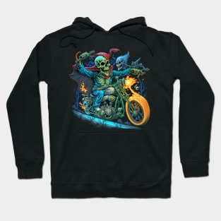 Skeleton riding a motorcycle Hoodie